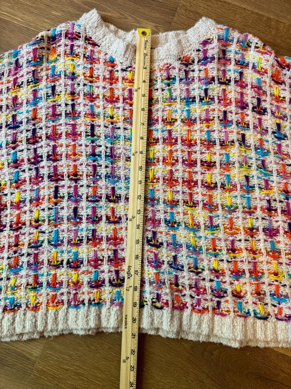fab'rik Cream Multicolor Woven Crewneck Sweater - Picture 6 of 6